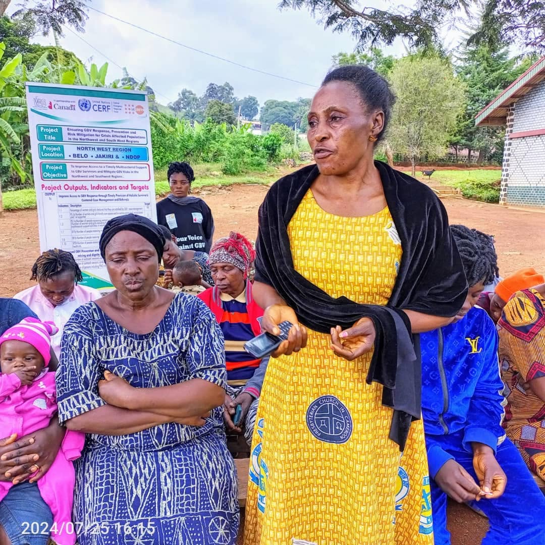 Esther participates in a community dialogue session supported by WA.